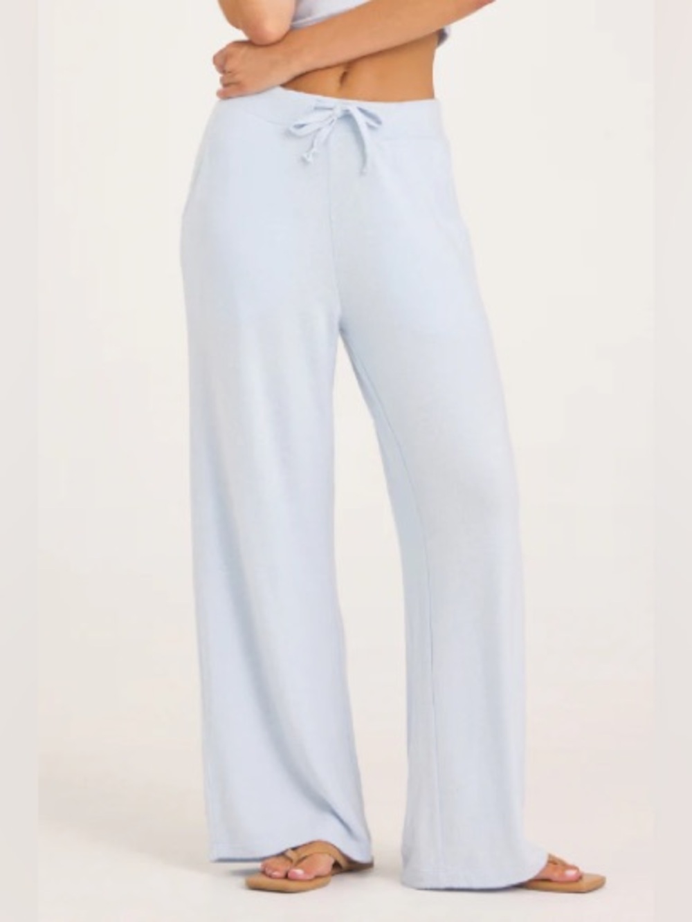 The Solid Hacci Wide Leg Pant - Bayside Blue